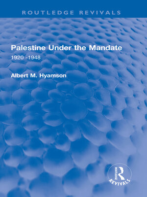 cover image of Palestine Under the Mandate